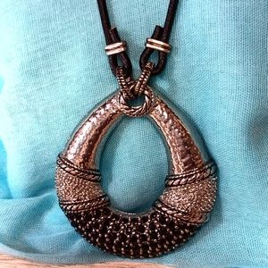 3-10-20 Chico's silvertone on leather cord great condition